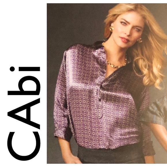 CAbi Tops - VINTAGE CAbi Printed Silk Tunic Blouse Purple Grey